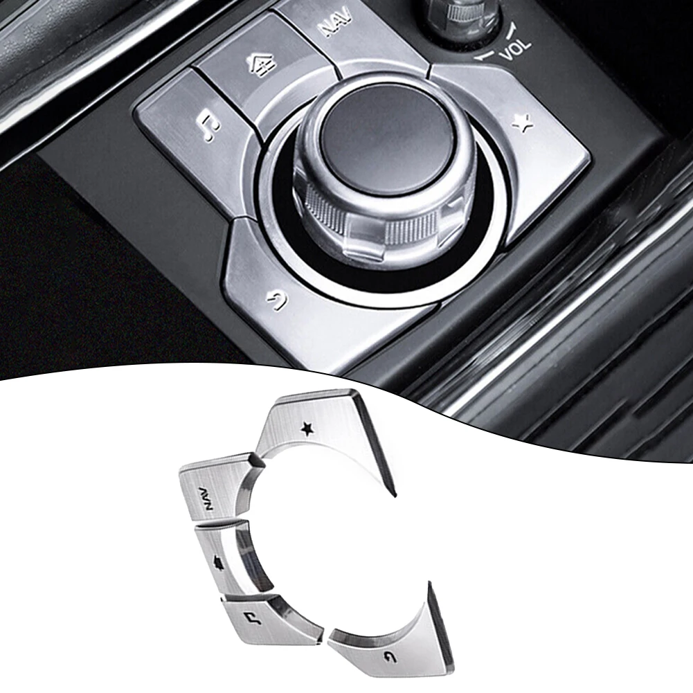 Car Accessories Console Button Cover Car 5pcs Aluminum Alloy Console Multimedia ButtonCover For Mazda 3 6 CX5 CX9 None