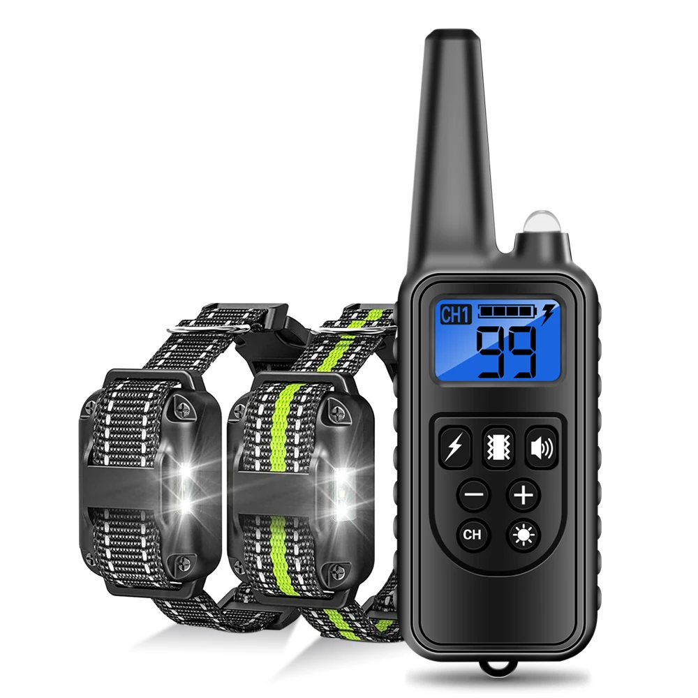 

800m Remote Control Dog Training Collar Electronic Dog Bark Collar Rechargeable Waterproof Pet Dog Trainer Nylon rope