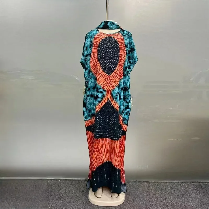 Abito da donna in cotone casual ampio con stampa africana mediorientale traspirante moda estiva 2025
