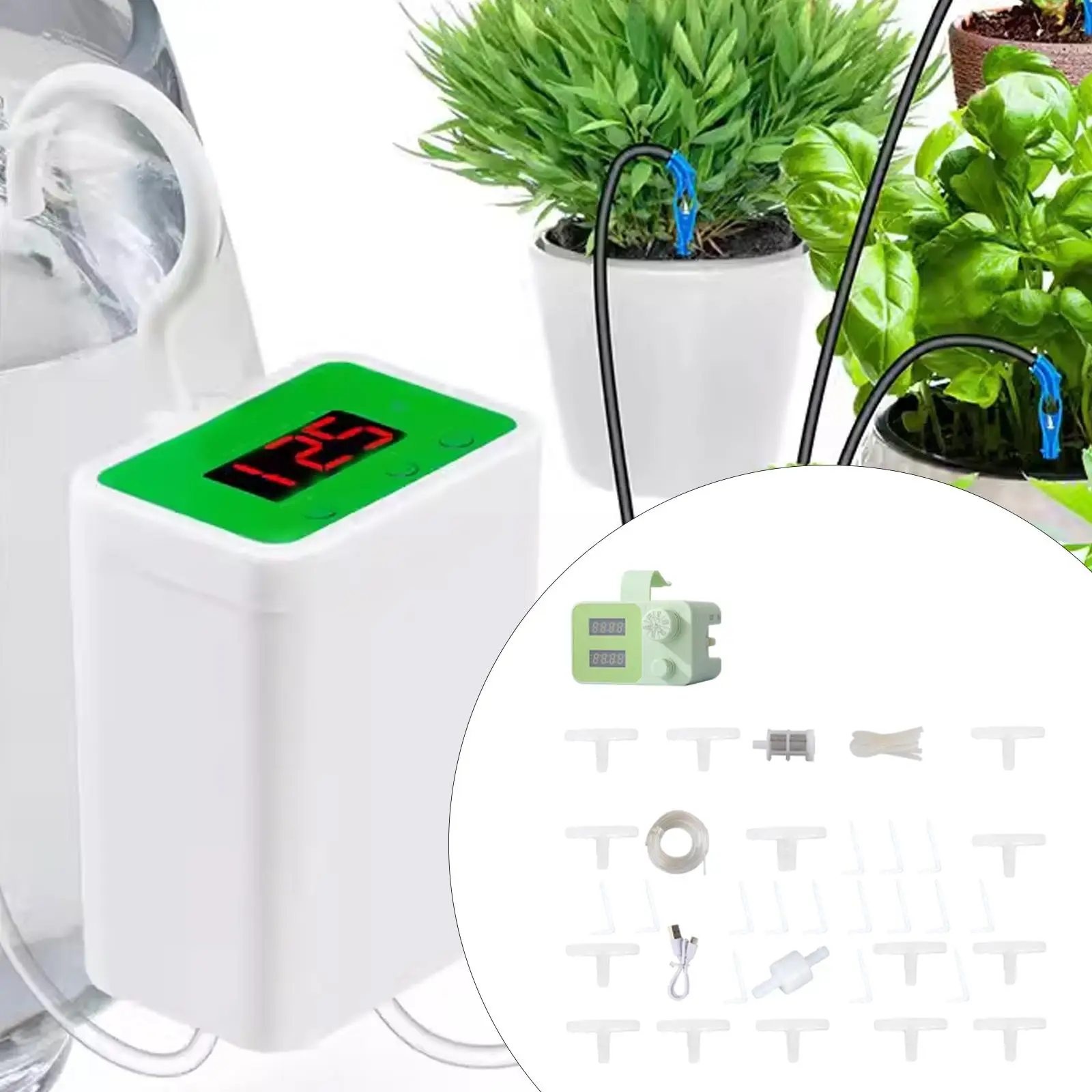 DIY Otomatik Bitki Sulama Cihazı Kiti Çok Fonksiyonlu Kapalı Saksı Bitkileri için Profesyonel Kolayca Kurulum 10 M PVC Hortum