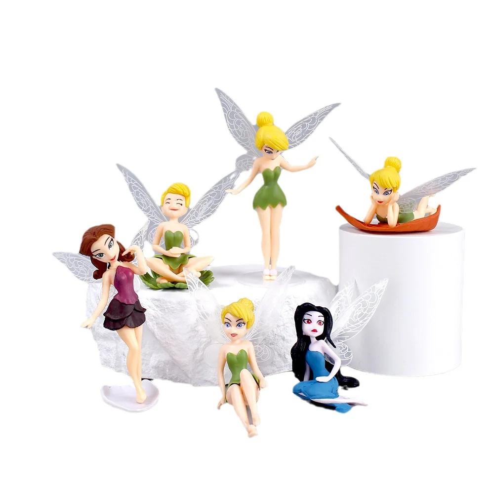 6 Pcs/Set Wonderful Flower Fairy Figurine Cartoon Angel Miniature Fairy elf Doll Girl Garden Landscape Ornament Fondant