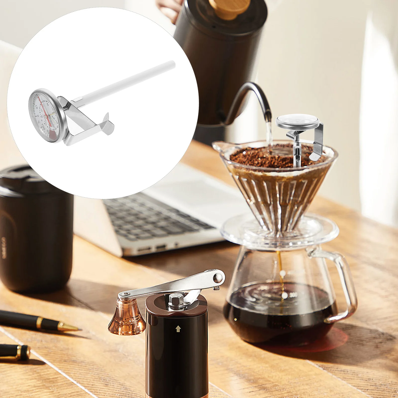 

Latte Needle Milk Thermometer Chain Tool Coffee Stainless Steel Cappuccino Baby