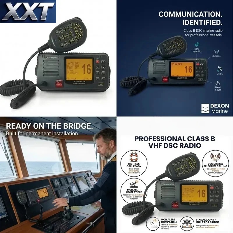 XXT Professional Class B VHF DSC Maritime Radio, 25W Output Power, Supports GNSS AIS MOB Reception With Hinge Structure