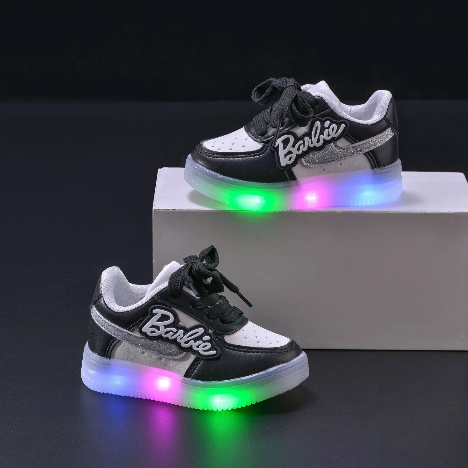 Barbie Children Glowing Sneakers Kids Tennis Shoes Boy Girls Led Luminous Sport Shoes Baby Casual Sneakers Lighted Shoes Gift