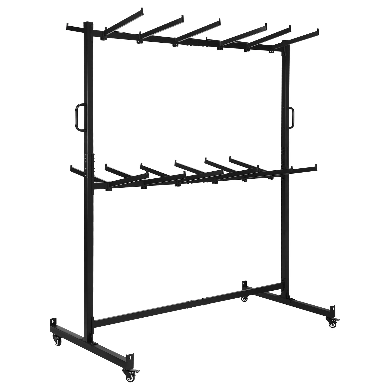 Estante para sillas plegable con ruedas de goma de bloqueo, carrito para sillas plegables de alta resistencia, estante para mesa y sillas plegables para 84 sillas plegables