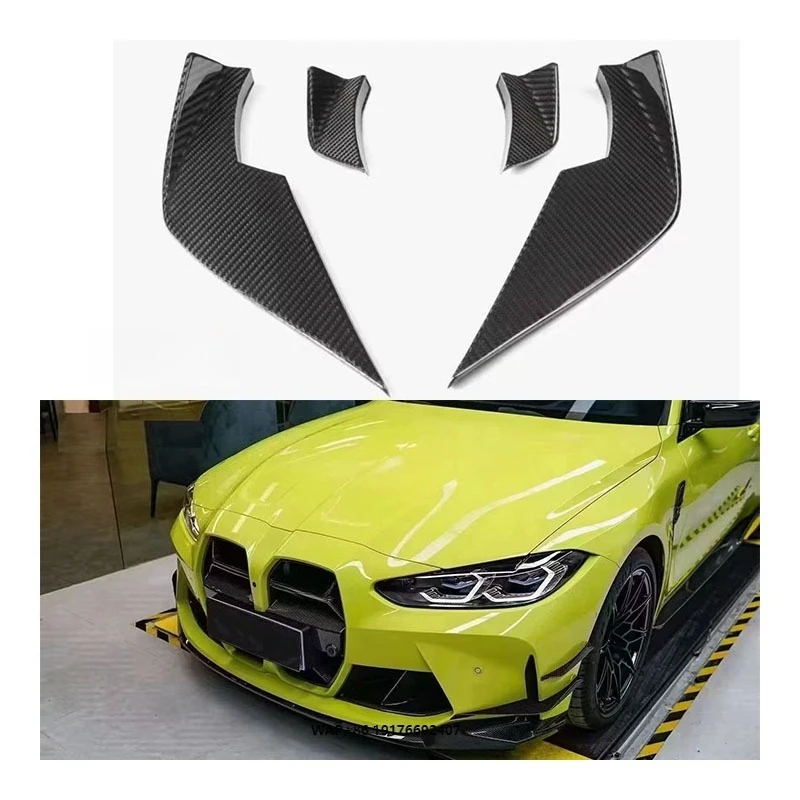 

For G80 G82 G83 M3 M4 2021+ New 100% Dry Carbon Fiber Side Splitters Exhaust Front Bumper Canards Car Accessories