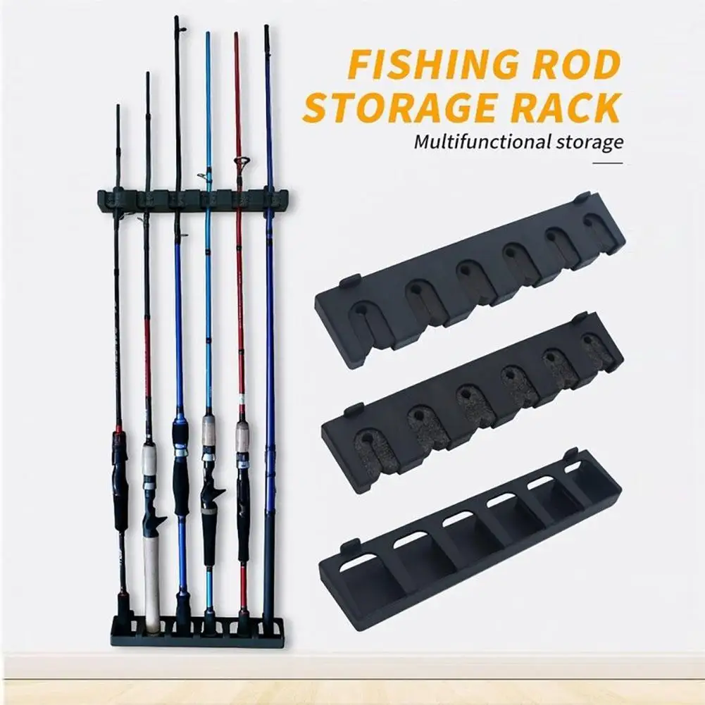 6-Hole Fishing Rod Storage Rack Wall-Mounted Holder Storage Bracket For Thick Fishing Rods Hand Rods Nets Rod Holder Stand