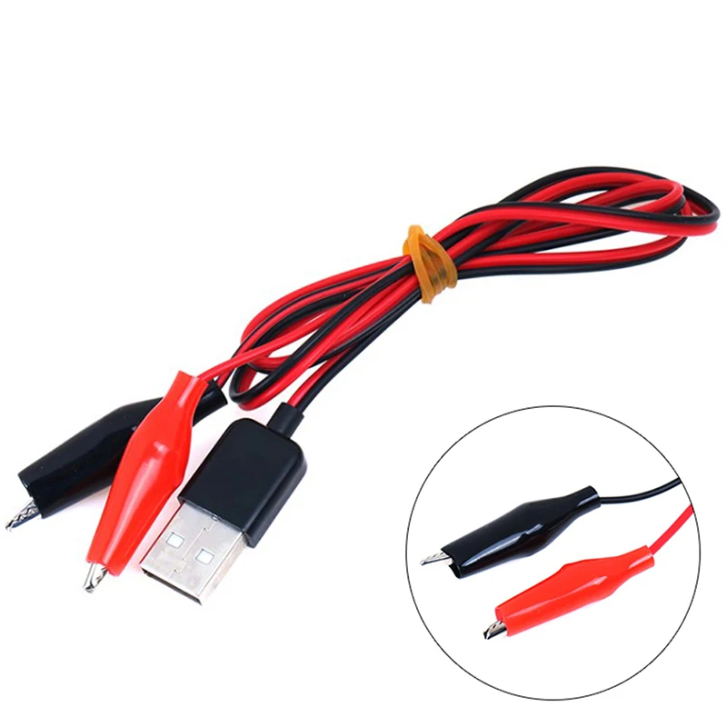 USB Male Connector to Alligator Test Clips Clamp USB Alligator Clips Plug Wire DC Voltage Meter Ammeter Crocodile Clamp Test 