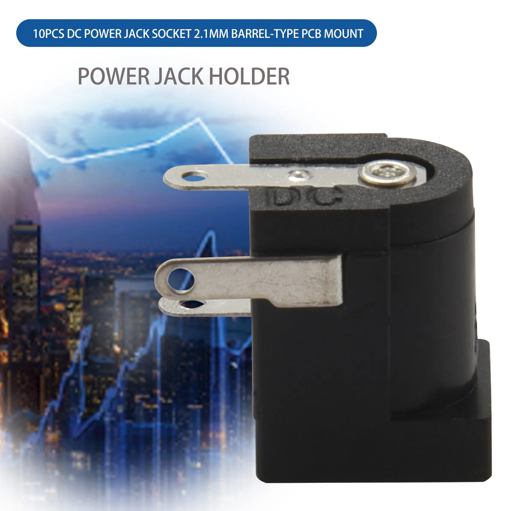ABDX-10 stuks DC Power Jack Socket 2,1 mm vat-type PCB