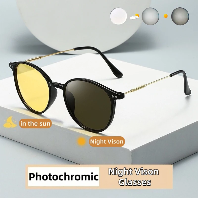 

Day and Night Photochromic Sunglasses Stylish Outdoor UV-Protective Shades Classic Retro Night Vision Eyewear Unisex