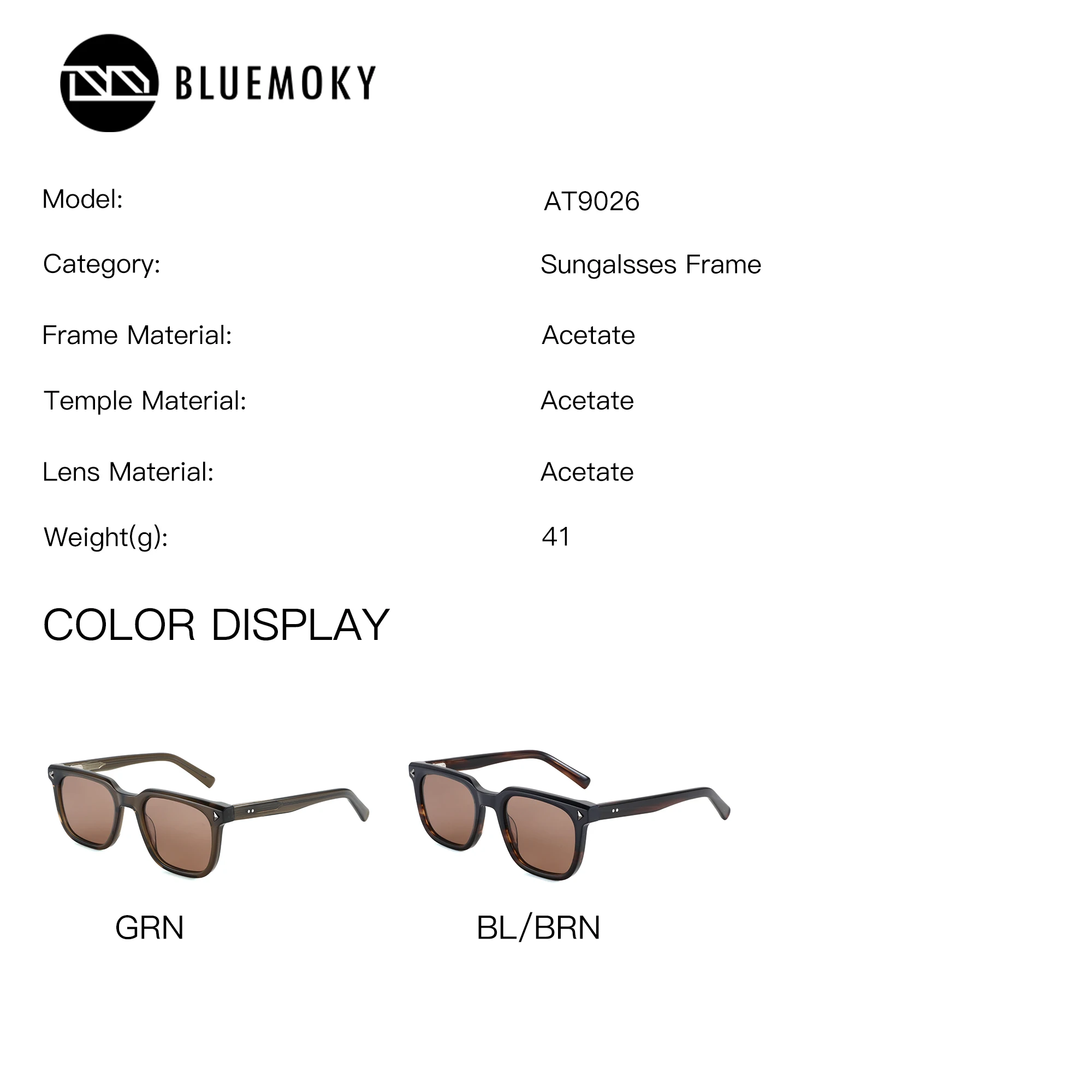 BLUEMOKY L Size Square Prescription Sunglasses Acetate Polarized UV400 Shadow Optical Lenses Men's Progressive Glasses