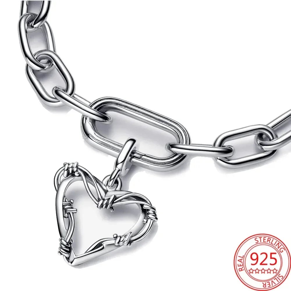 2024 Collection of Valentine\'s Day Gift Brand ME Wire Heart Medallion Dangle Charm Fit Women\'s Original Bracelets and Ne