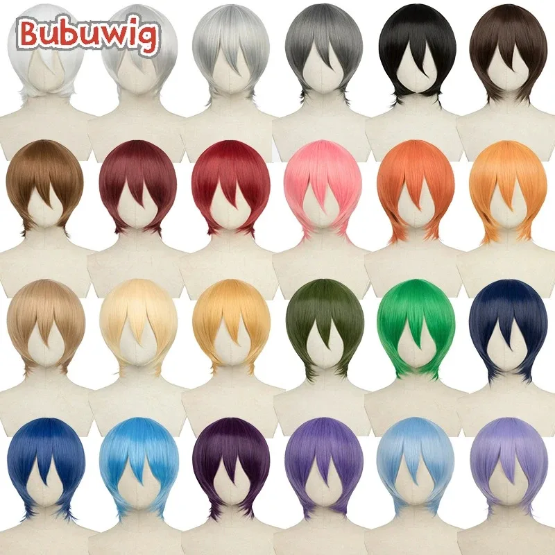 

Bubuwig Synthetic Hair 30cm Short Straight Pure Color Cosplay Wigs Over 100 Colors Black White Red Blue Brown Wig Heat Resistant