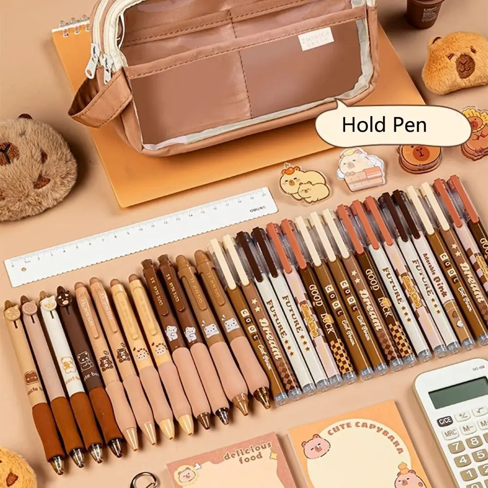 Creative Capybara Pen Case 5 Layers Large Capacity Capybara Pen Holder with Pendant with Front Pocket Zipper Pencil Pouch