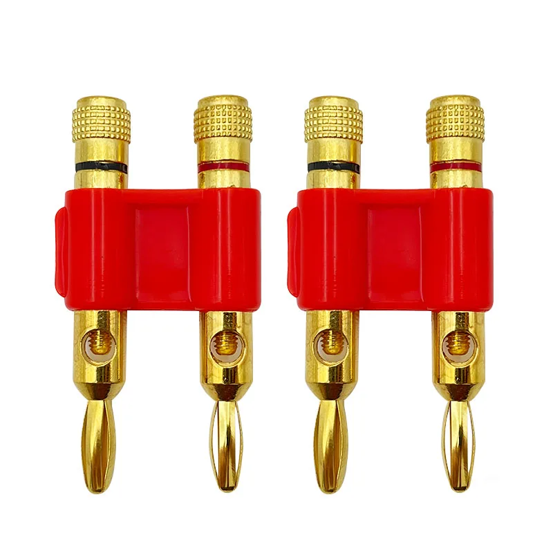 8PCS High Quality Double Row 4mm Banana Plug Connector Gold Plated Speaker Plug Adapter Two-position Audio Plug Cross Plug