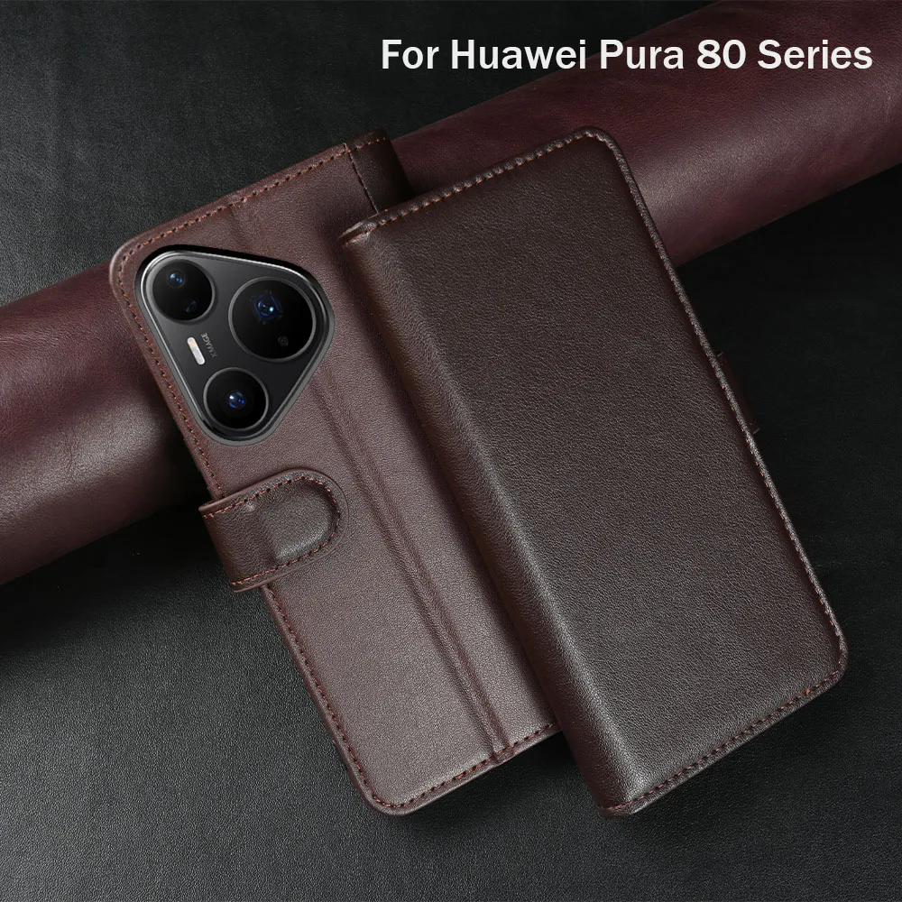 

for Huawei Pura 80 70 Pro Ultra Genuine Leather Phone Cover for Huawei P80 P70 Pro Plus P60 P50 P40 P30 P20 Wallet Cover Funda