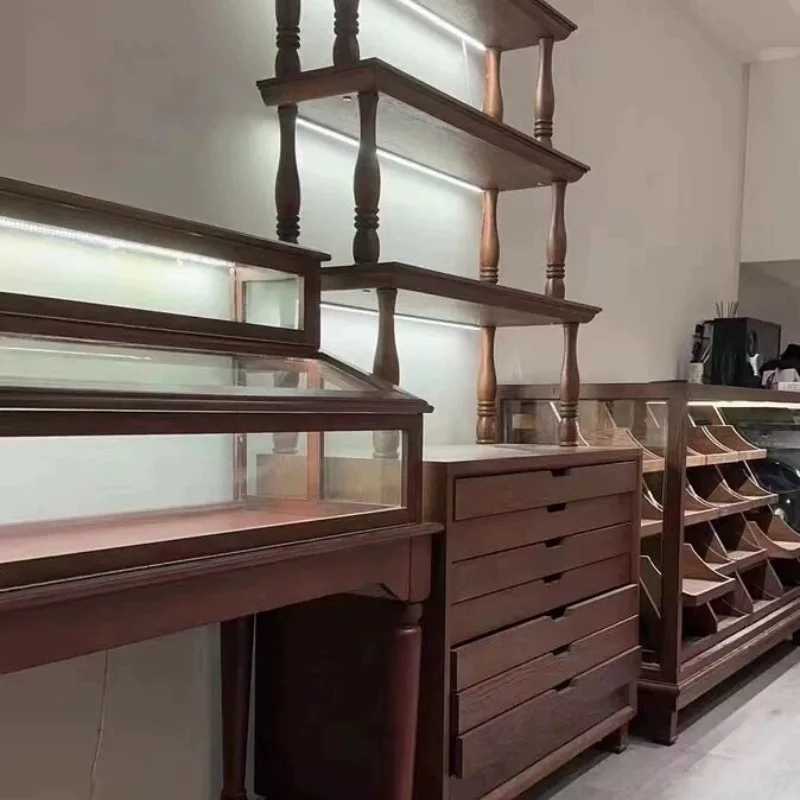 Medieval Jewelry Display Stand Jade Wenwan Crystal Display Cabinet Nail Shop Display Cabinet Retro Locker