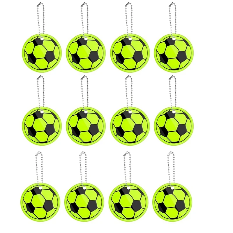 12PCS Reflector Pendant Soccer Keychain,Safety Football Reflector ,Reflective Keyring For Cycling Walking Running