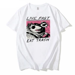 Opossum Raccoon Live Fast Eat Trash Street Cats Squad T Shirts Cool Vintage Christmas Gift Ideas Graphic Streetwear T-shirt