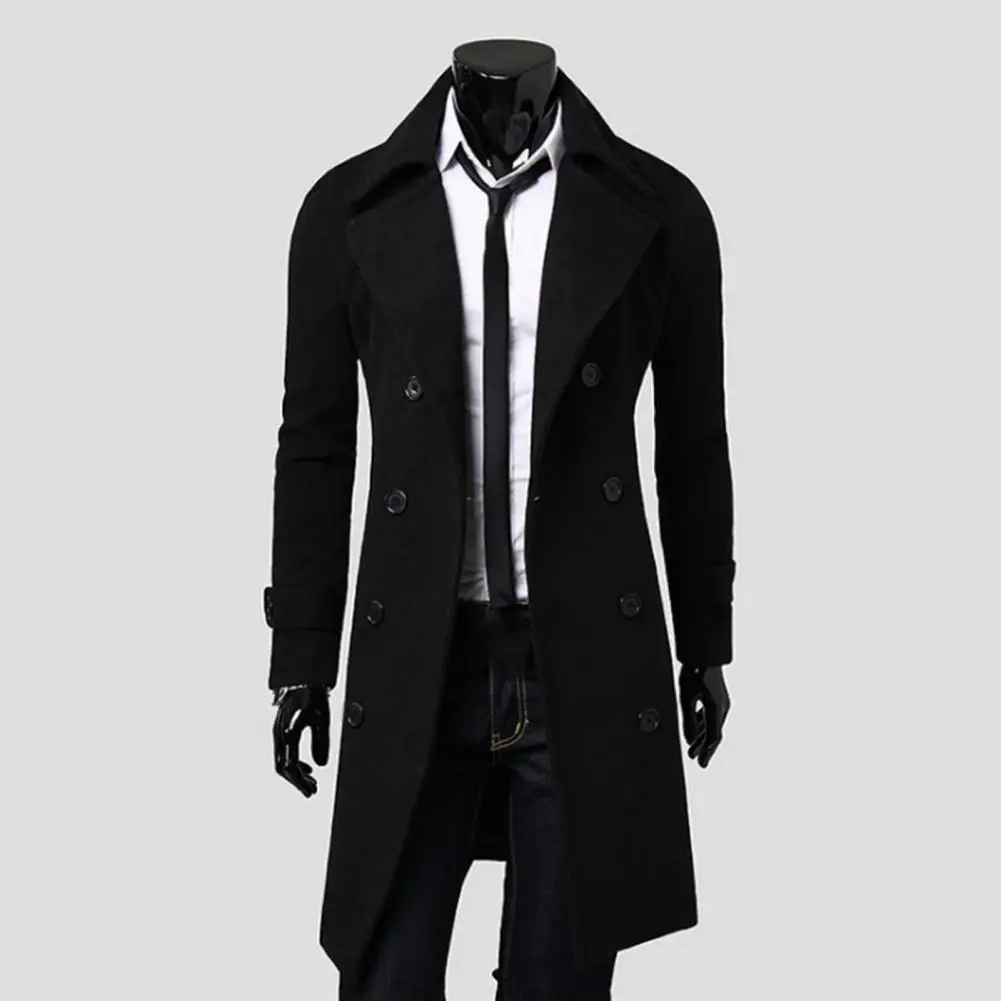 Simple Coat Temperament Men Jacket Long Sleeve Thick Pure Color Jacket  Slim