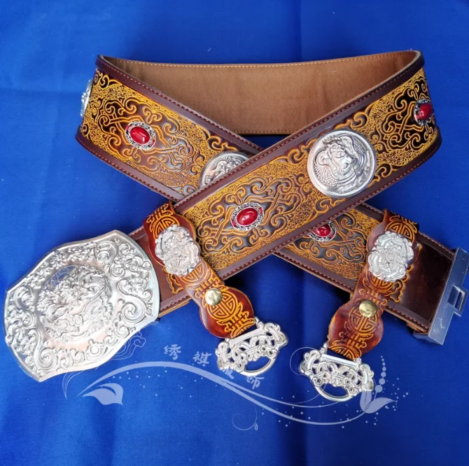 Men's Mongolian Robe Accessories Waist Cover Handmade Belt Horsehead