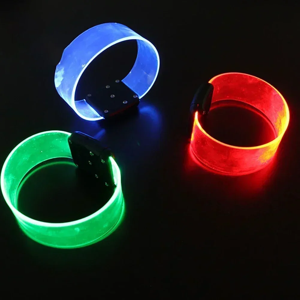 LED Battery Light-emitting Bracelet Silicone Sound Controlled Bracelet Flashing Safety Light Band Party Luminous Cheering Props