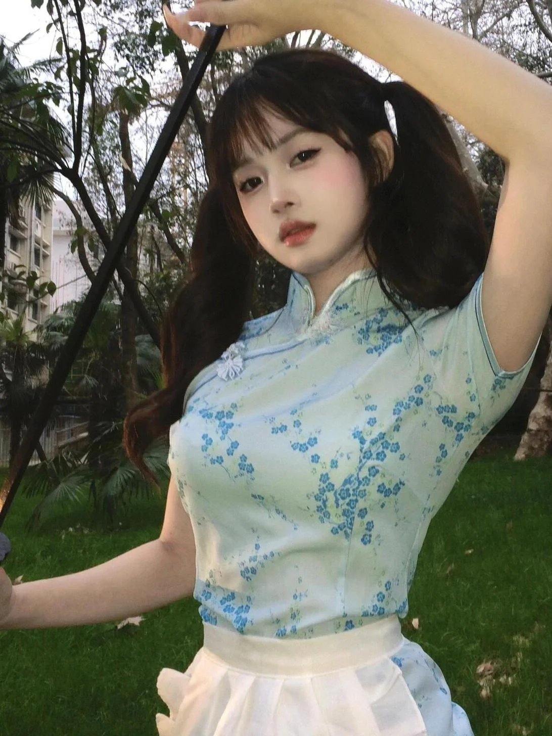 فستان تشيونغسام جديد بالطراز الصيني، زي تنكري للهالوين وعيد الميلاد، زي خادمات بأكمام قصيرة، تشيونغسام قصير للارتداء اليومي