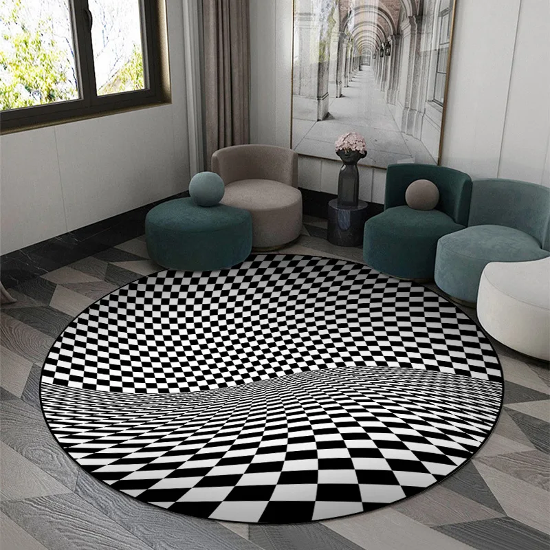 3D Swirl Illusion Round Rug Circular Three-dimensional Space Vertigo Carpets for Living Room Bedroom Area Rug Corridor Floor Mat