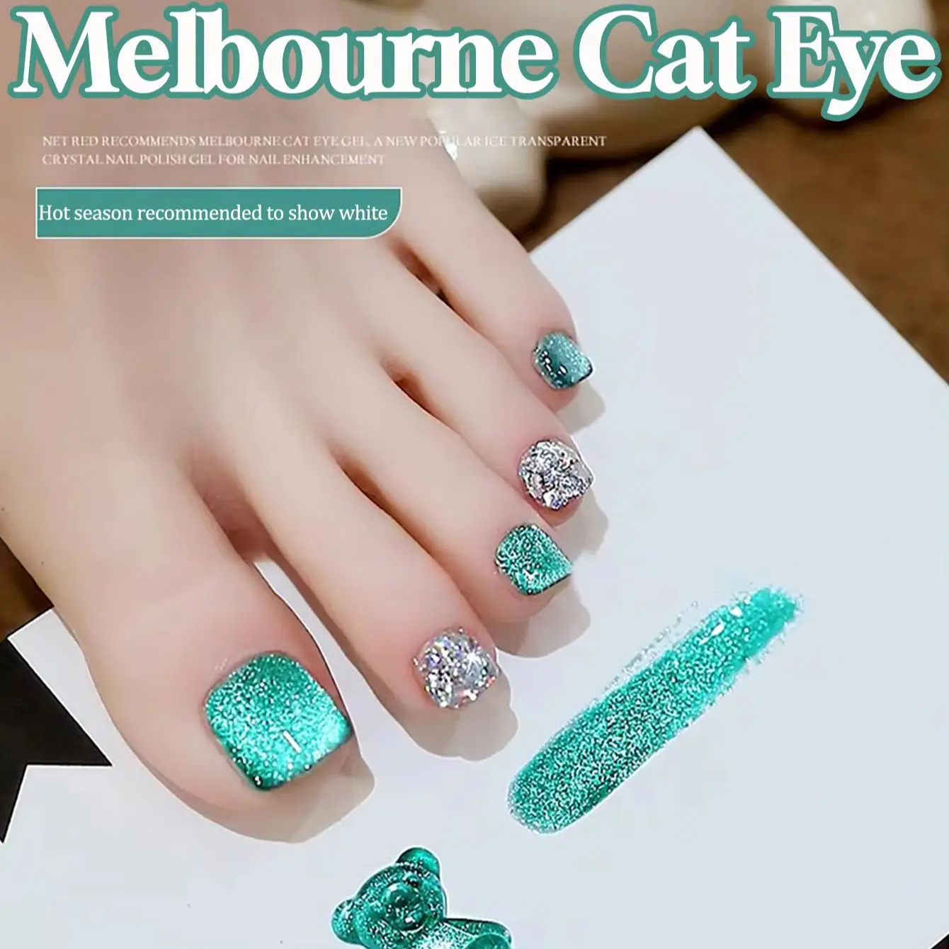 WS  2026 New Melbourne Cat Eye Enamel Explosion Flash Nail Polish Mint Mambo Turquoise Cat Eye Gel Nail Art Nail Supplies