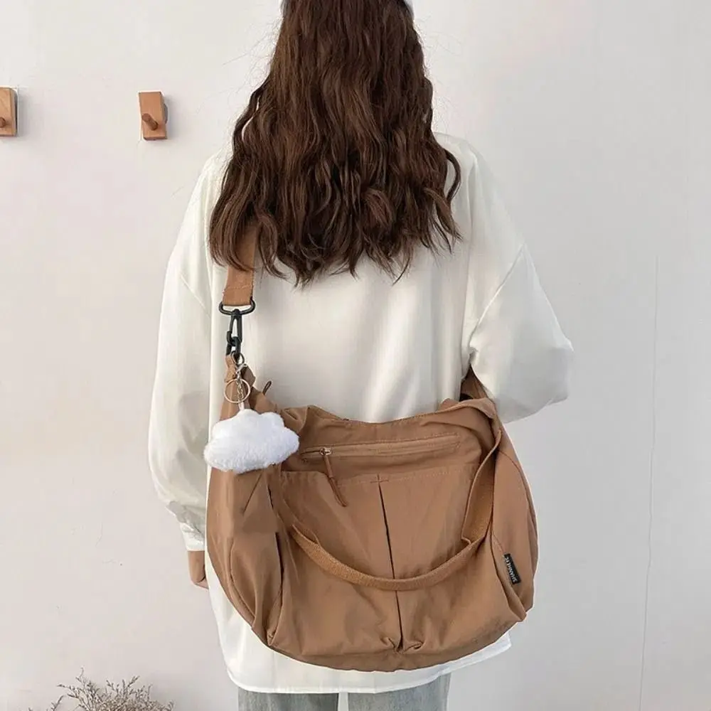 

Повседневная сумка через плечо из ткани Оксфорд, портативная однотонная нейлоновая сумка через плечо, большая вместительная сумка, легкая большая сумка для студентов