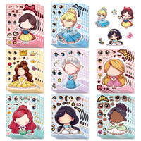8/24PCS Cartoon Princess Face Changing Face Stickers DIY Water Cup Waterproof Children's Stationery Notebook Stickers