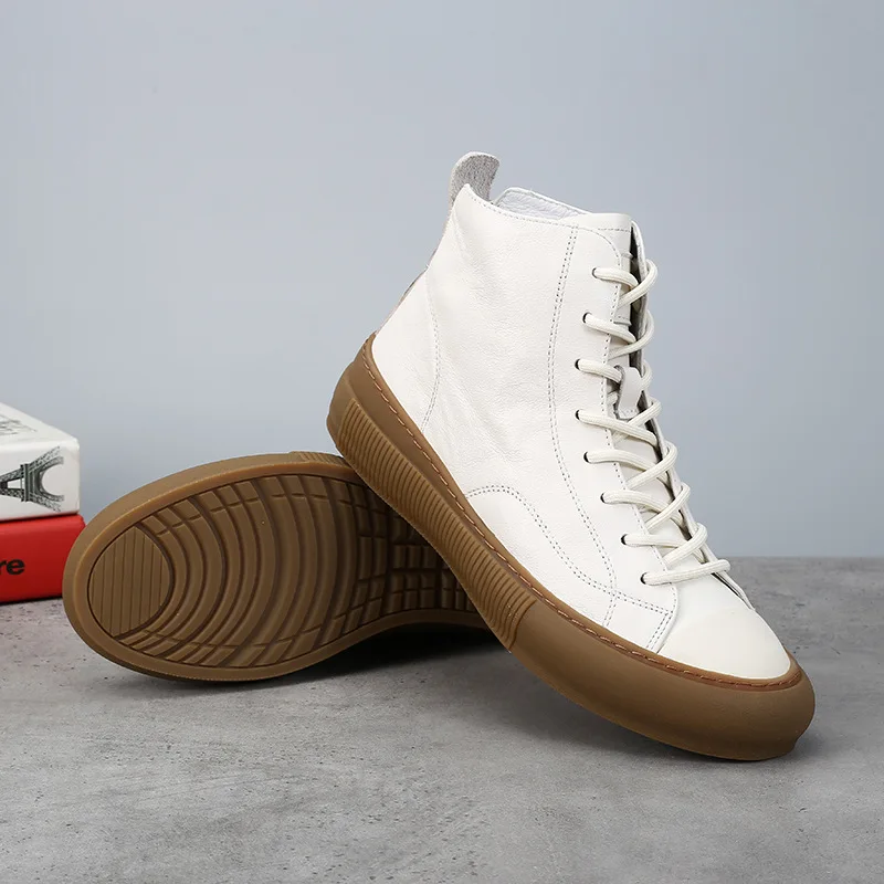A169 New Fashion Boots Cow Real Leather Lace Up Men Footwear British Sports Boots Men's Leisure Working Ankle Boots Male Shoes image 2