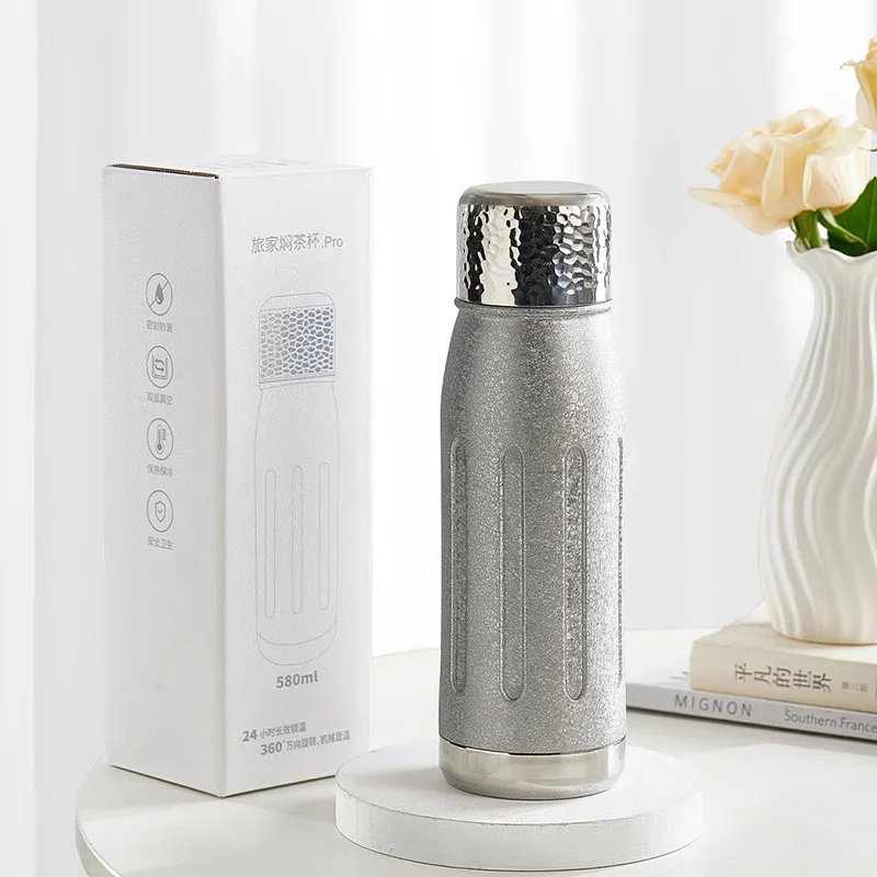 580ml Stainless Steel Braised Tea Thermos cup With Filter And Temperature Display,Double Layer Drinkware,Business Water Bottle