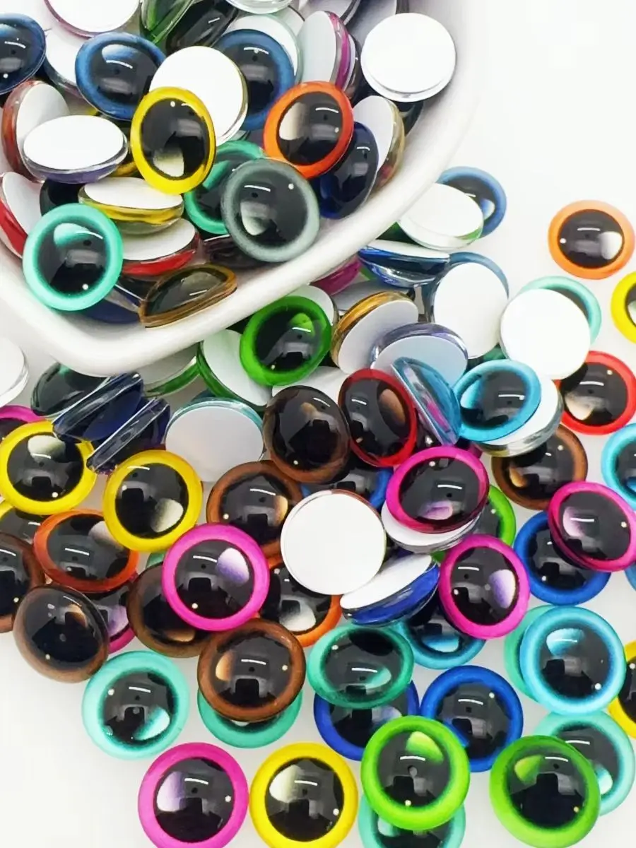 14mm losowe mieszane smocze oczy okrągłe kolorowe szkło Cabochon Flatback zdjęcie Dome akcesoria wisiorek bazy w par 30 sztuk/partia k05404 — zdjęcie 3
