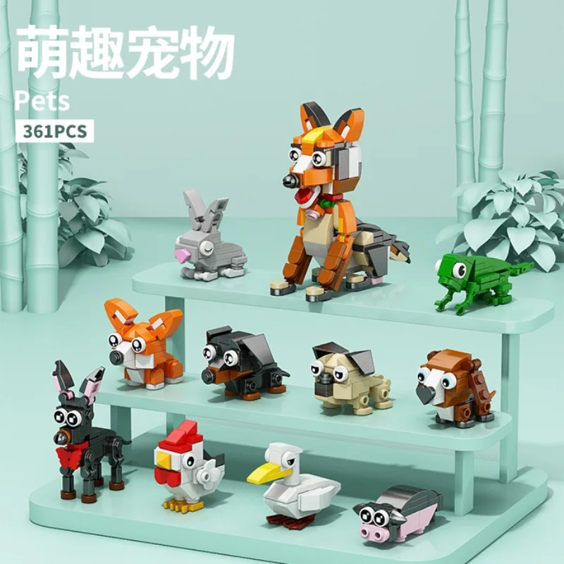 Children's Puzzle Building Blocks Set - Cute Pets Dinosaurs Birds Insects Marine Animals Assembly Toy for Kids Gift