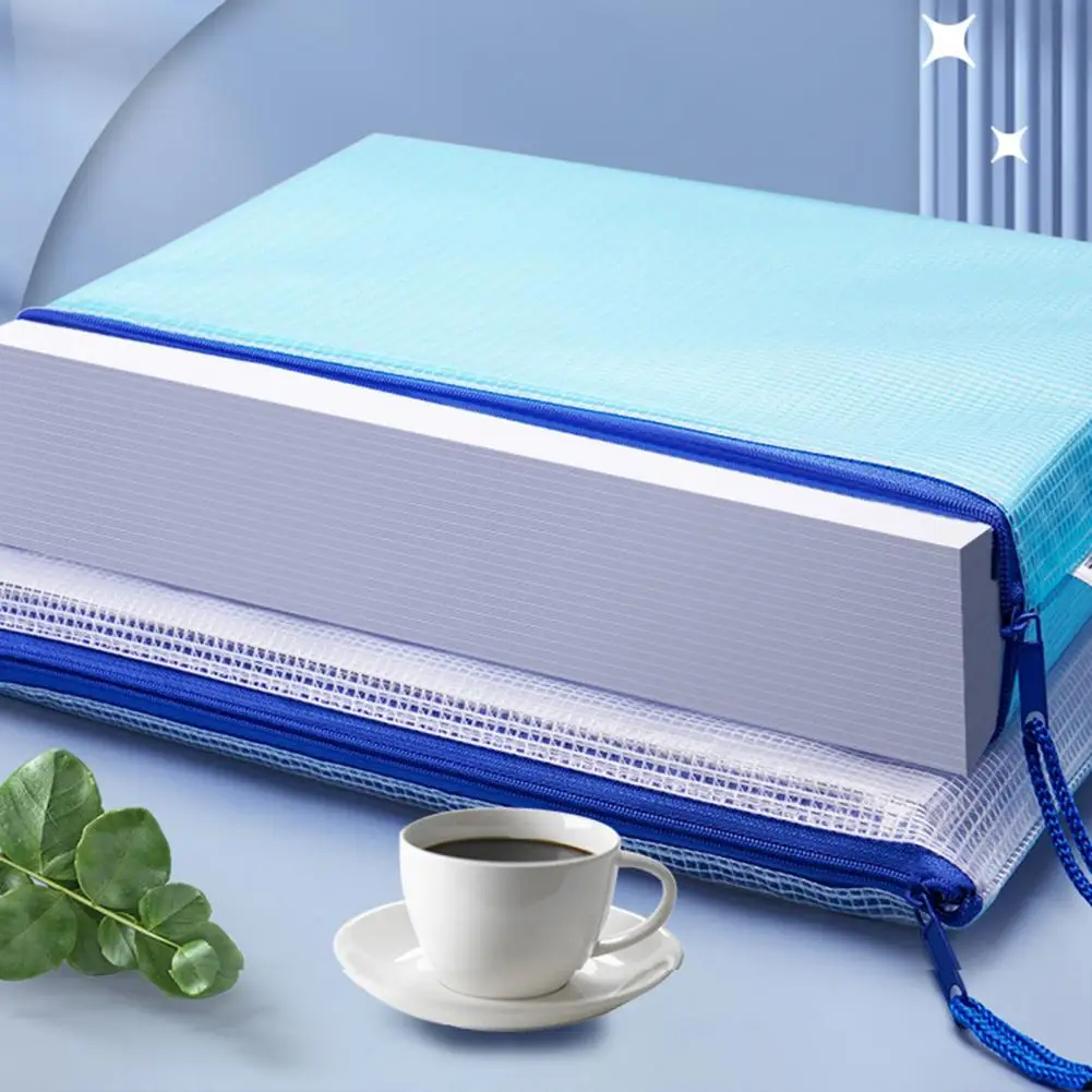 File Holder Receipt Organizer Vibrant Color Waterproof File Bags with Mesh Pockets Handle Rope for A4 for Note for Organization