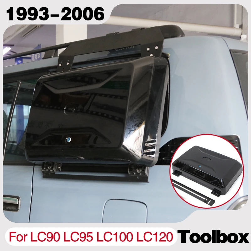 

For Toyota Land Cruiser Prado LC90 LC95 LC100 LC120 Exterior Side Mounted Gear Carrier Toolbox Storage Box with Lock Black