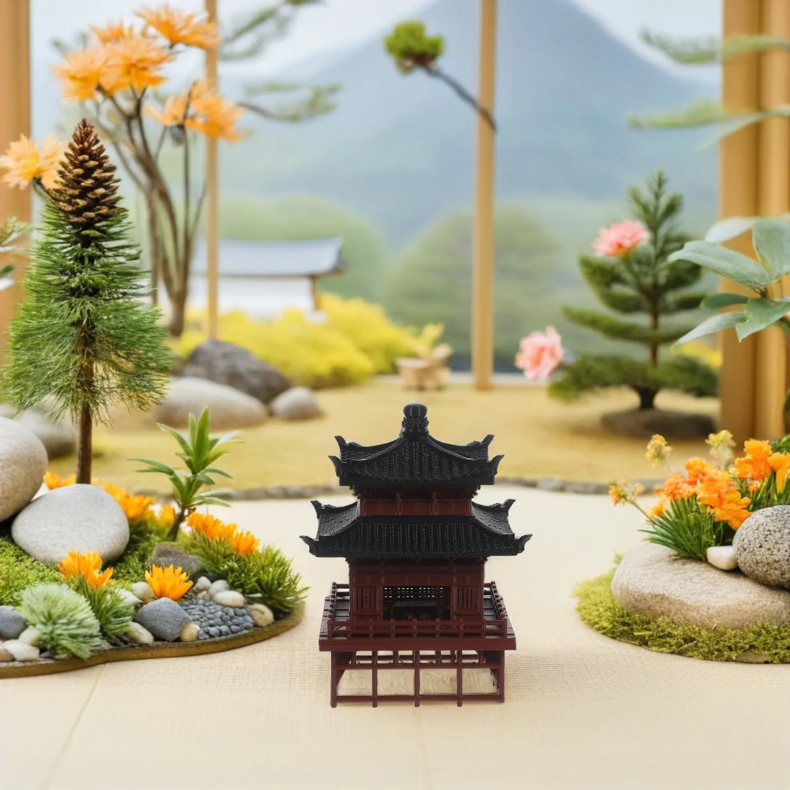 Mini Chinese Pavilion Ornament Exquisite Ancient Architecture Bonsai Tabletop Aquarium Decor Fish Aquarium Decor
