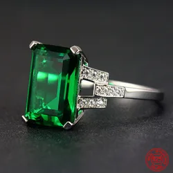 925 Sterling Silver Charm Emerald Rings For Women Fashion Wedding Jewelry