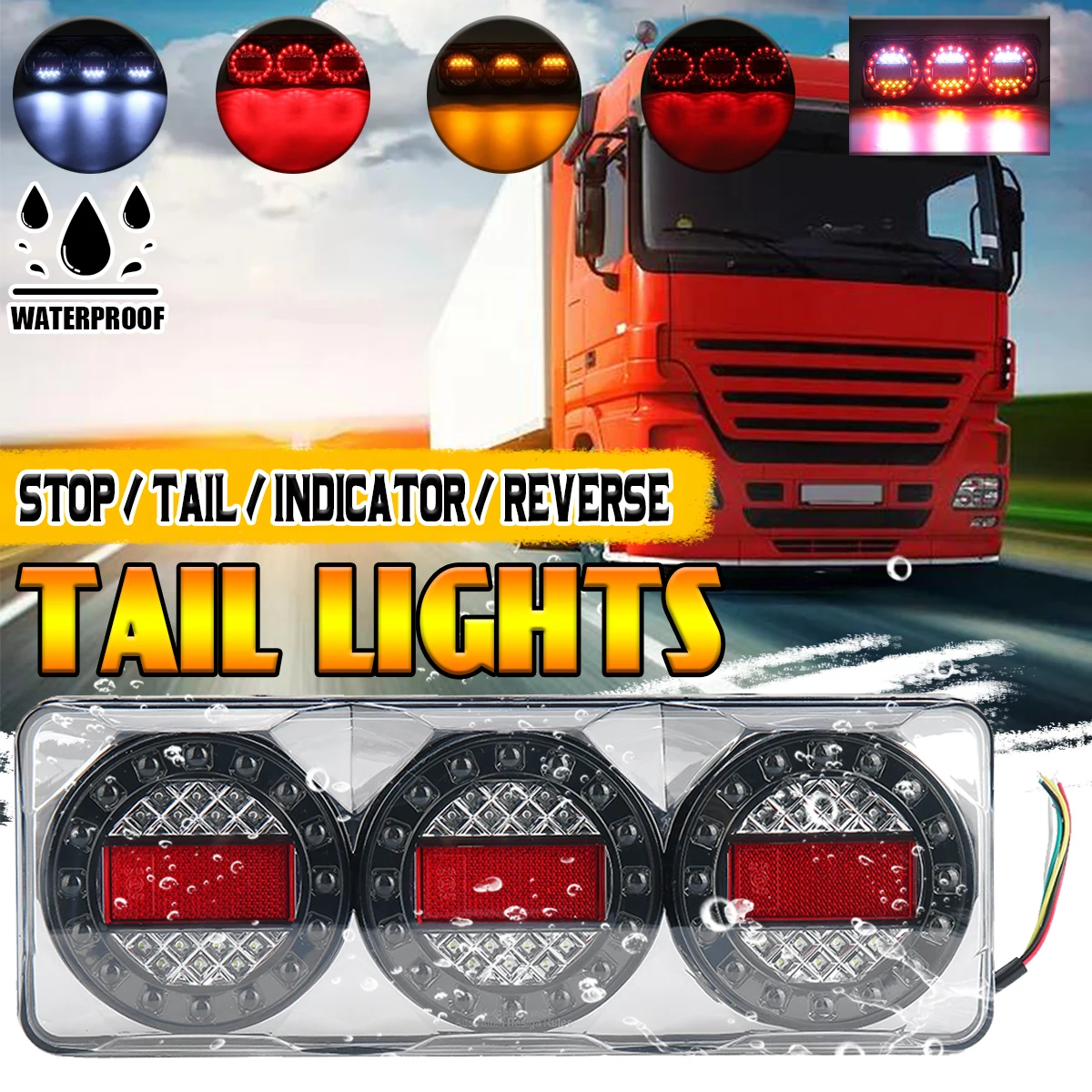 

1 PCS Car Truck Trailer 12V-24V 3 Series STOP/TAIL/INDICATOR/REVERSE LED Light Universal