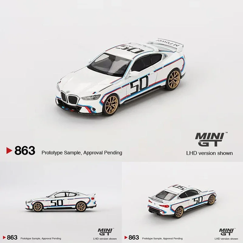 

Предпродажа MINIGT 863 CSL 1:64 3,0, белая литая под давлением модель диорамы, коллекция игрушек