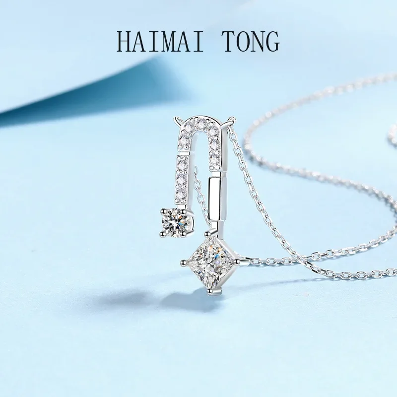 

Classic Platinum PT950 Pendant for Women Square Vvs D Color Moissanite Sparkly Diamond Necklace Design Collar Chain Fine Jewelry