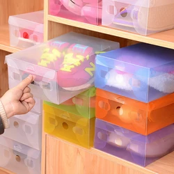 Foldable Plastic Shoes Case Box Transparent Slippers Sneakers Storage Shoes Box Home Closet Organizer Dustproof Stack Shoesbox