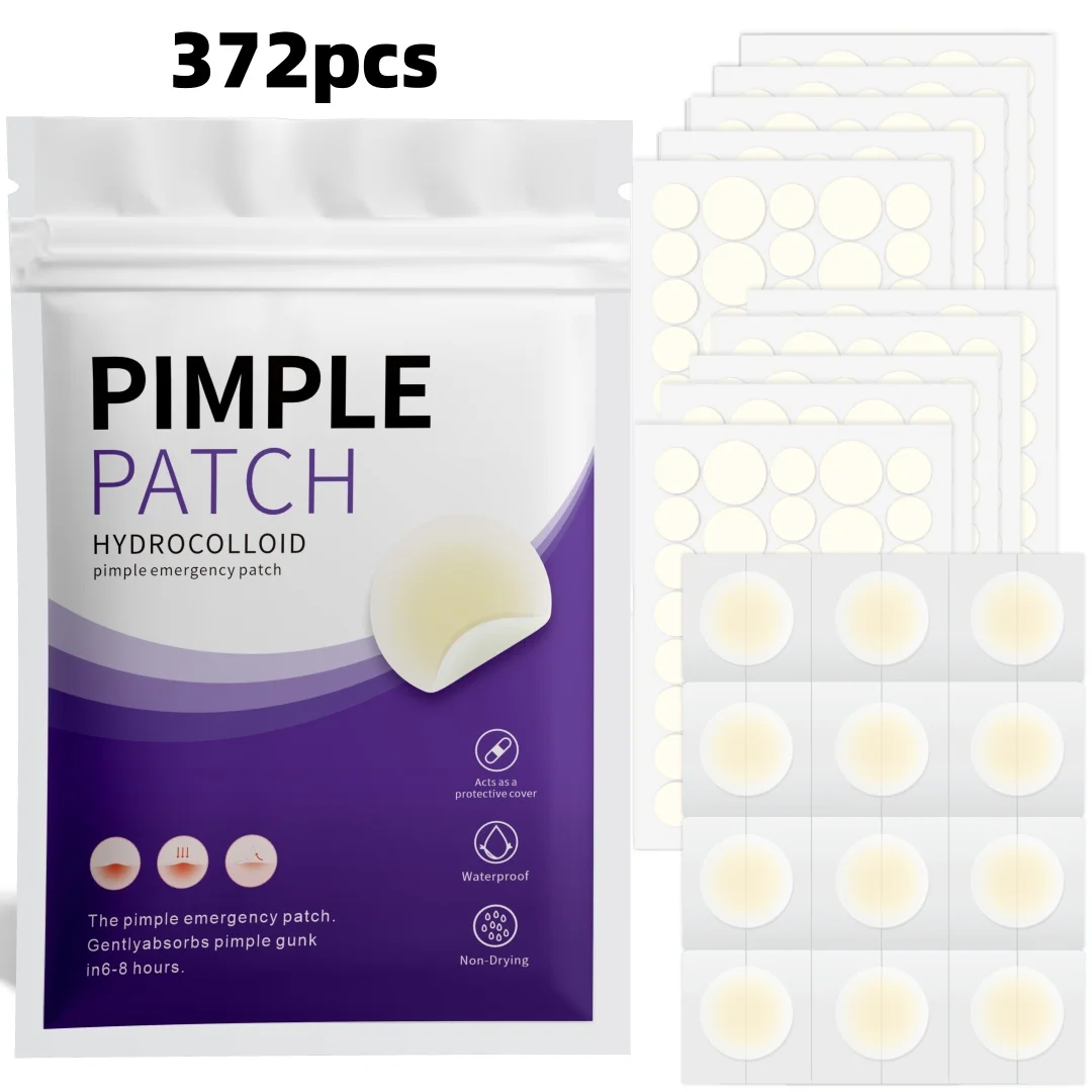 372pcs  Hydrocolloid Acne Pimple Patch, Hydrocolloid Spot Stickers, Covering Zits and Defect, Nighttime Spot Stickers for Face
