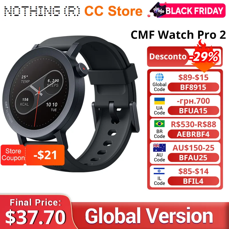 Global Version Nothing CMF Smart Watch Pro 2 1.32”AMOLED 120 Sports Modes Multi-system GPS Bluetooth calls with