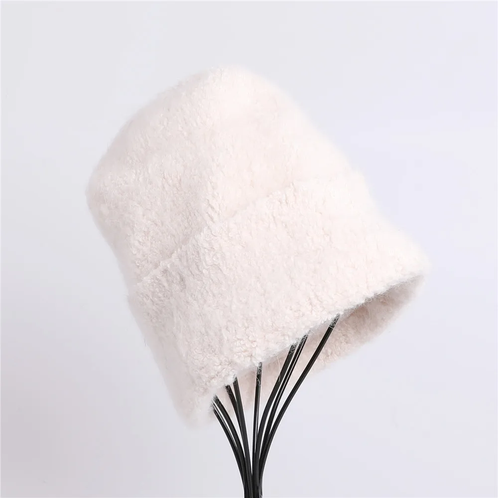 2022 Winter Hat for Women Rabbit Cashmere Knitted Beanies Thick Warm Vogue Ladies Wool Angora Hat Female Beanie Hats Toques Caps