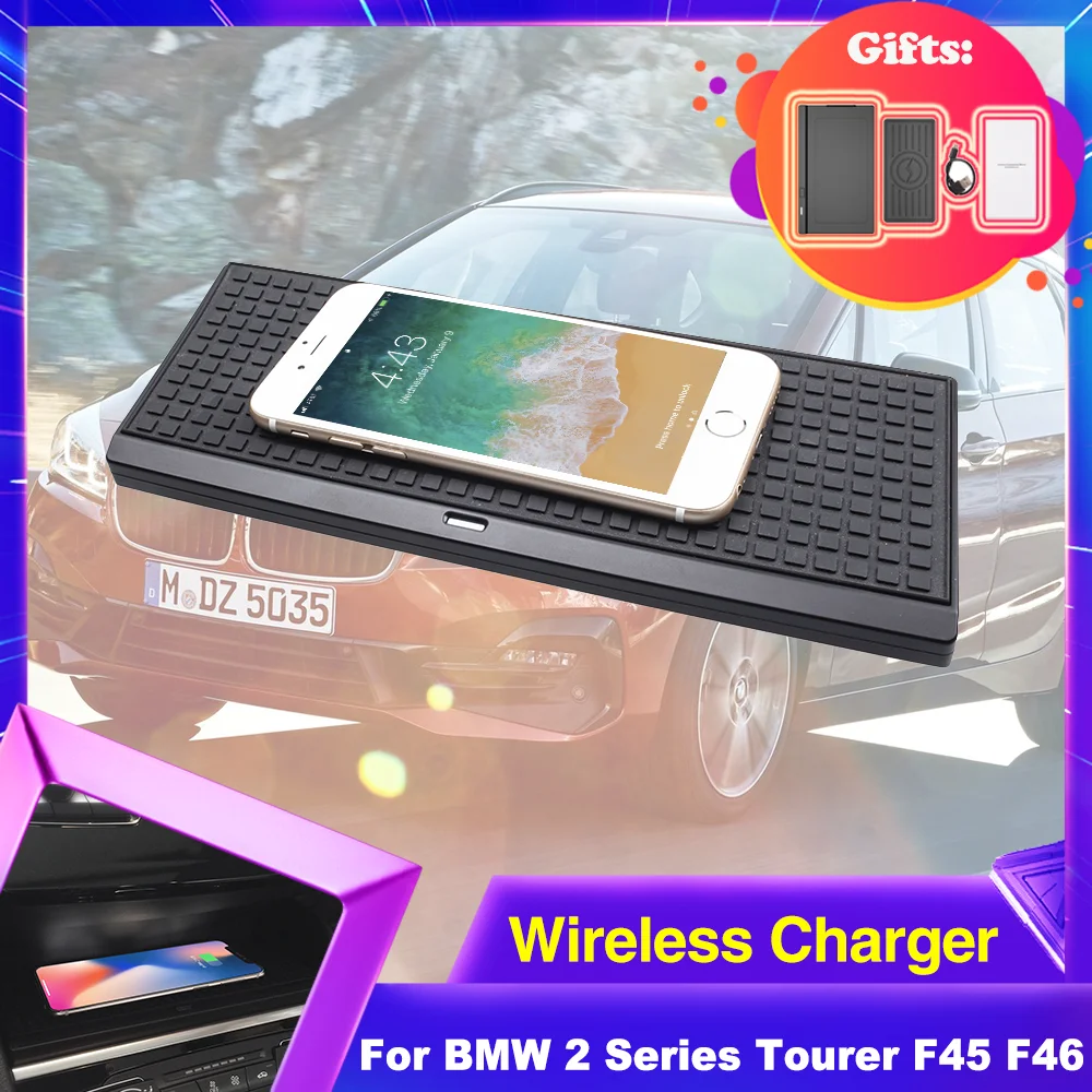 15W Car Wireless Charging Pad for BMW 2 Series Active Gran Tourer F45 F46 2014~2021 Phone Holder Fast Charger Plate Accessories