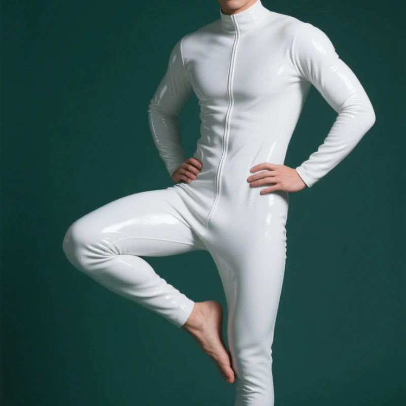 Latex Gummi Gummi Catsuit Cosplay Rein handgemachte Party Cosplay Kostüme Sportanzug Weißer Body