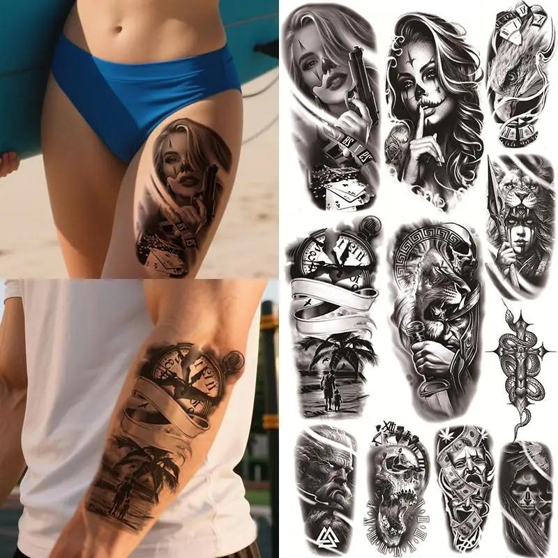 

Водостойкие временные татуировки для мужчин и женщин, долговечные 15 дней, наклейки для татуировок, полупостоянные поддельные татуировки, татуировки на рукавах