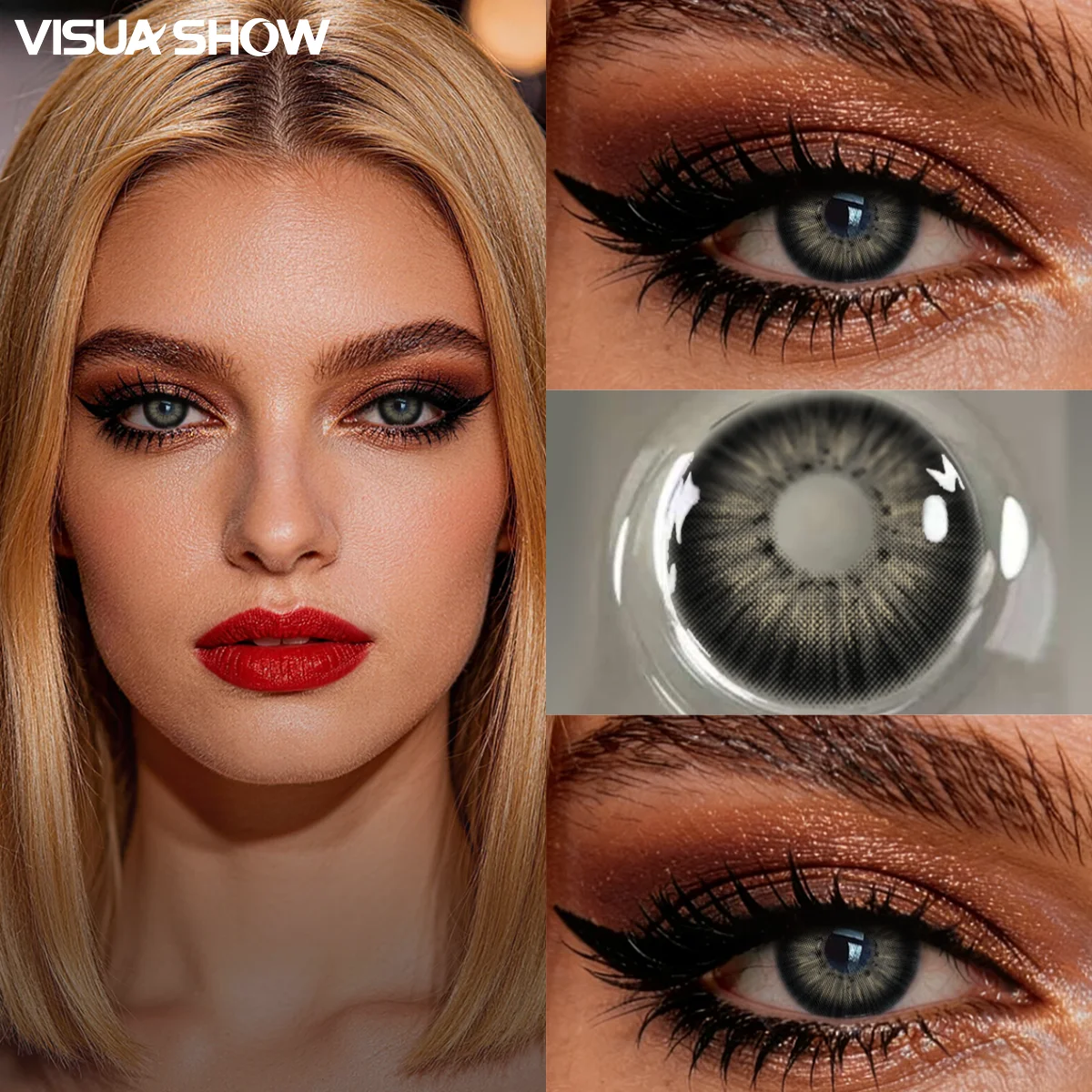 VISUASHOW Natural Colored Contact Lenses 2pcs Yearly Disposal Myopia Prescription Eye Color Contacts for Daily Makeup Cosmetics